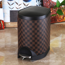 Grid Design Slow Down Close Foot Pedal Trash Can (S-8LG)